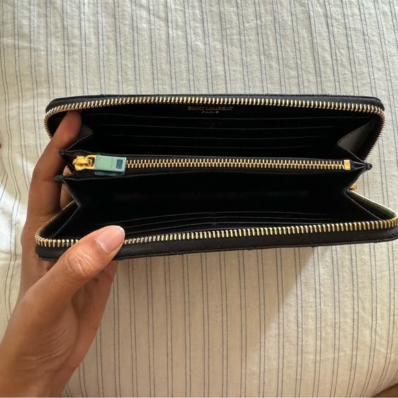 YSL Black Matelesse Chevron Zip Around Wallet - Picture 4 of 9
